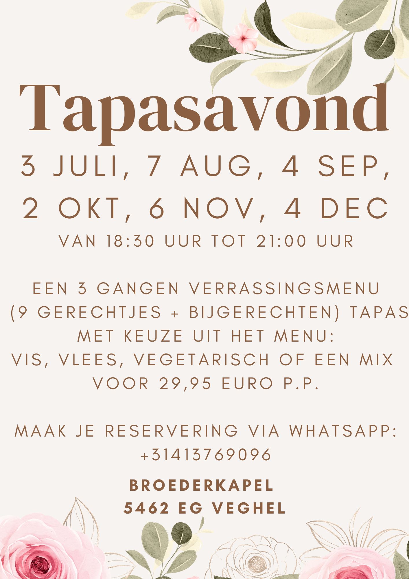 Tapasavond juli t:m dec